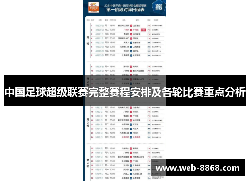 中国足球超级联赛完整赛程安排及各轮比赛重点分析 中国足球超级联赛完整赛程安排及各轮比赛重点分析